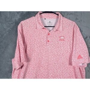 Adidas Caledonia Golf Polo Shirt Mens XL Red White Geometric Parley Plastic